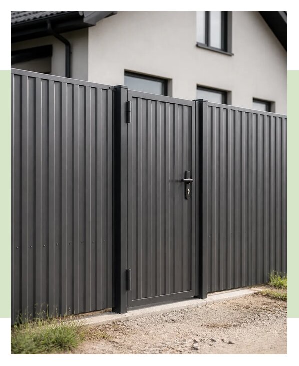 Забор из профнастила с калиткой в Таре по цене от 4002 р. | ЗаборЭксеперт-Тар